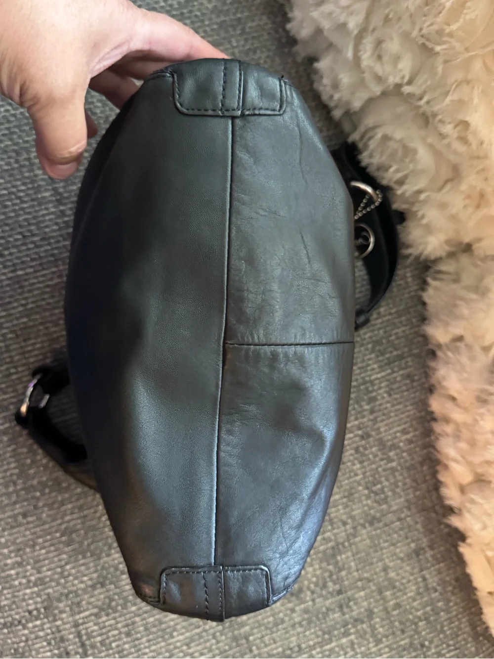 Coach F17116 Black Leather Hobo Shoulder Bag